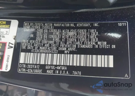 2011 Toyota Venza from USA, damaged, VIN 4T3ZK3BB6BU45332